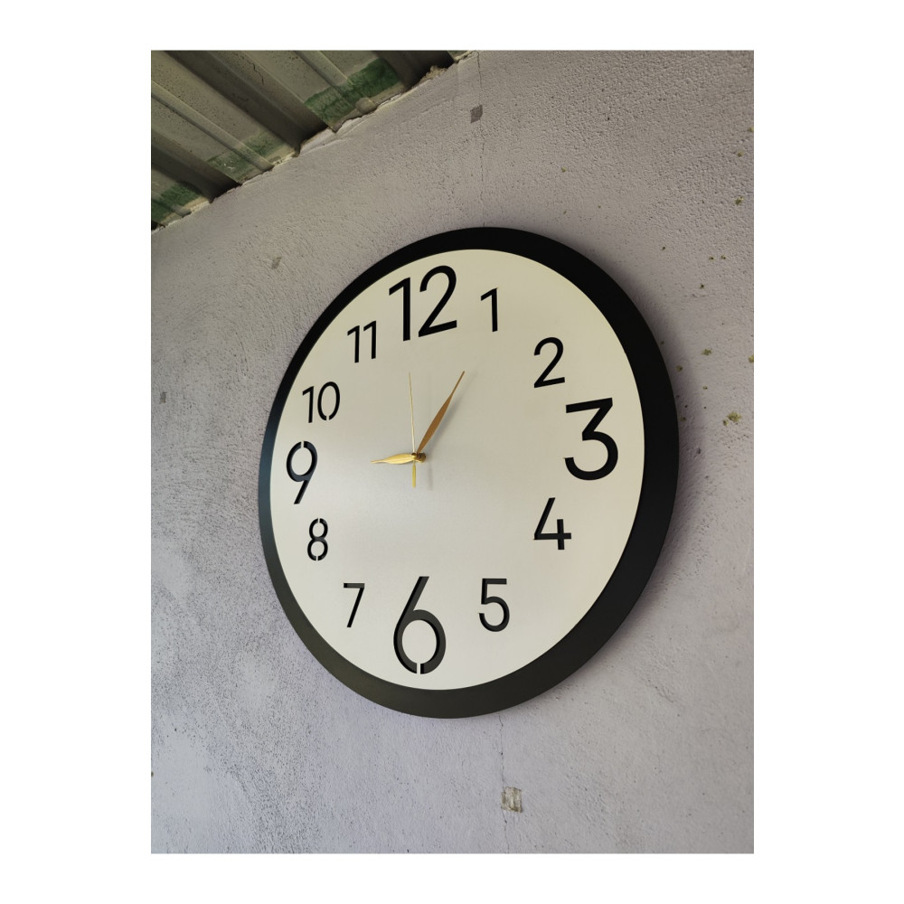 AA Shop Ahşap Siyah Beyaz Renk Sade Sayılı Hediyelik Sessiz Duvar Saati 50cm Duvar Saati Fiyatı