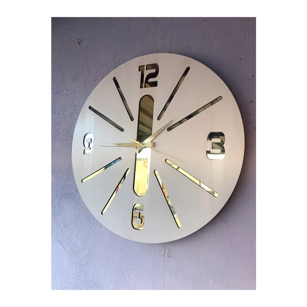 AA Shop Beyaz Renk Hediyelik Ahşap Dekoratif Farklı Desenli Duvar Saati 50cm Duvar Saati Fiyatı