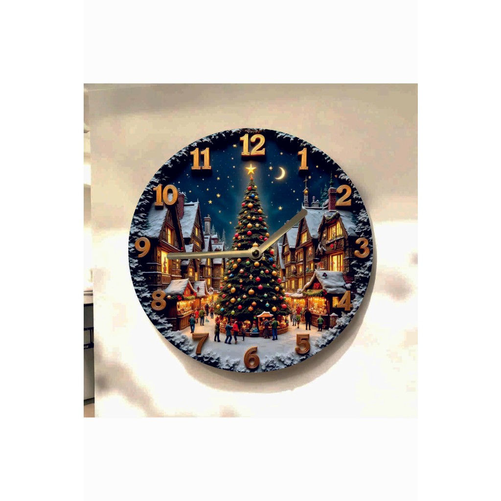 AA Shop Renkli Baskı Desenli Ahşap Yuvarlak Duvar Saati 655 Modern Tasarım ile Şık Dokunuş Duvar Saati Fiyatı