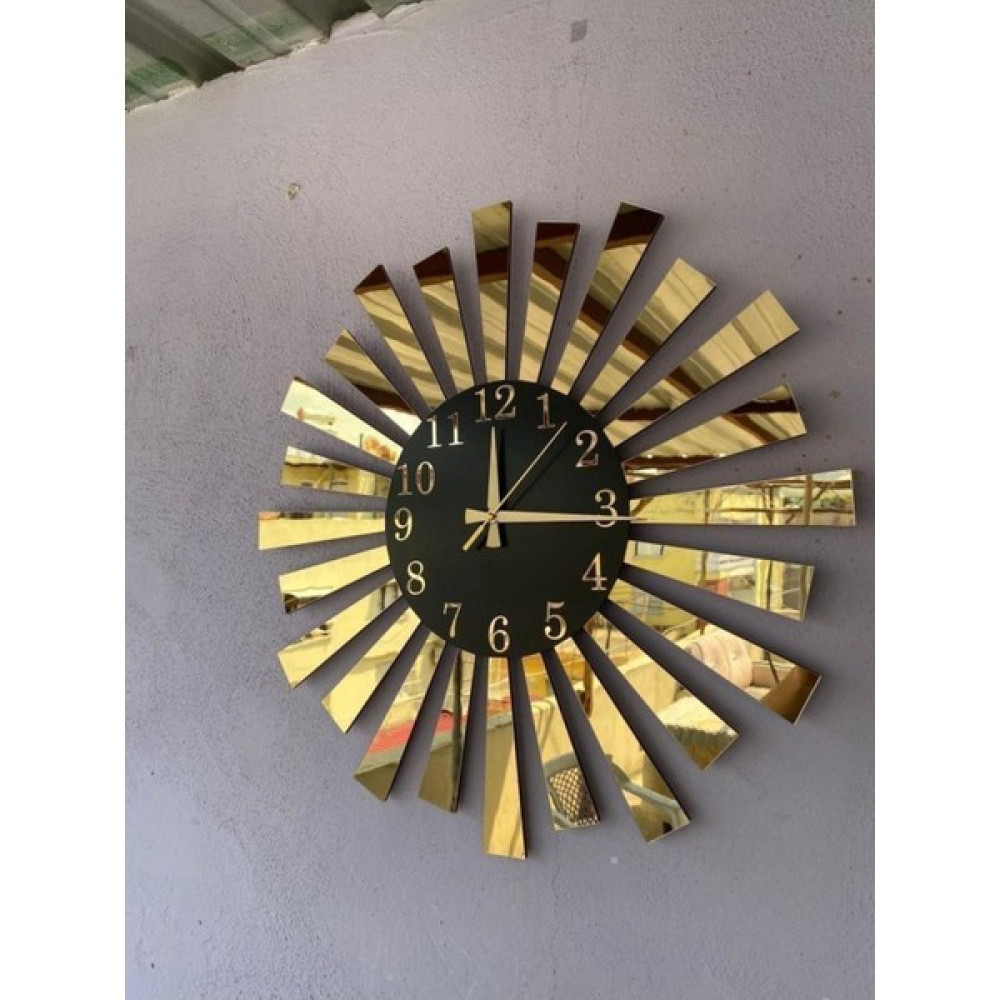 AA Shop Siyah Gold Aynalı Pleksi Piyano Model Sayılı Ev Hediyelik Duvar Saati - Siyah - Gold - 50 x 50 cm Dekoratif Saat Fiyatı