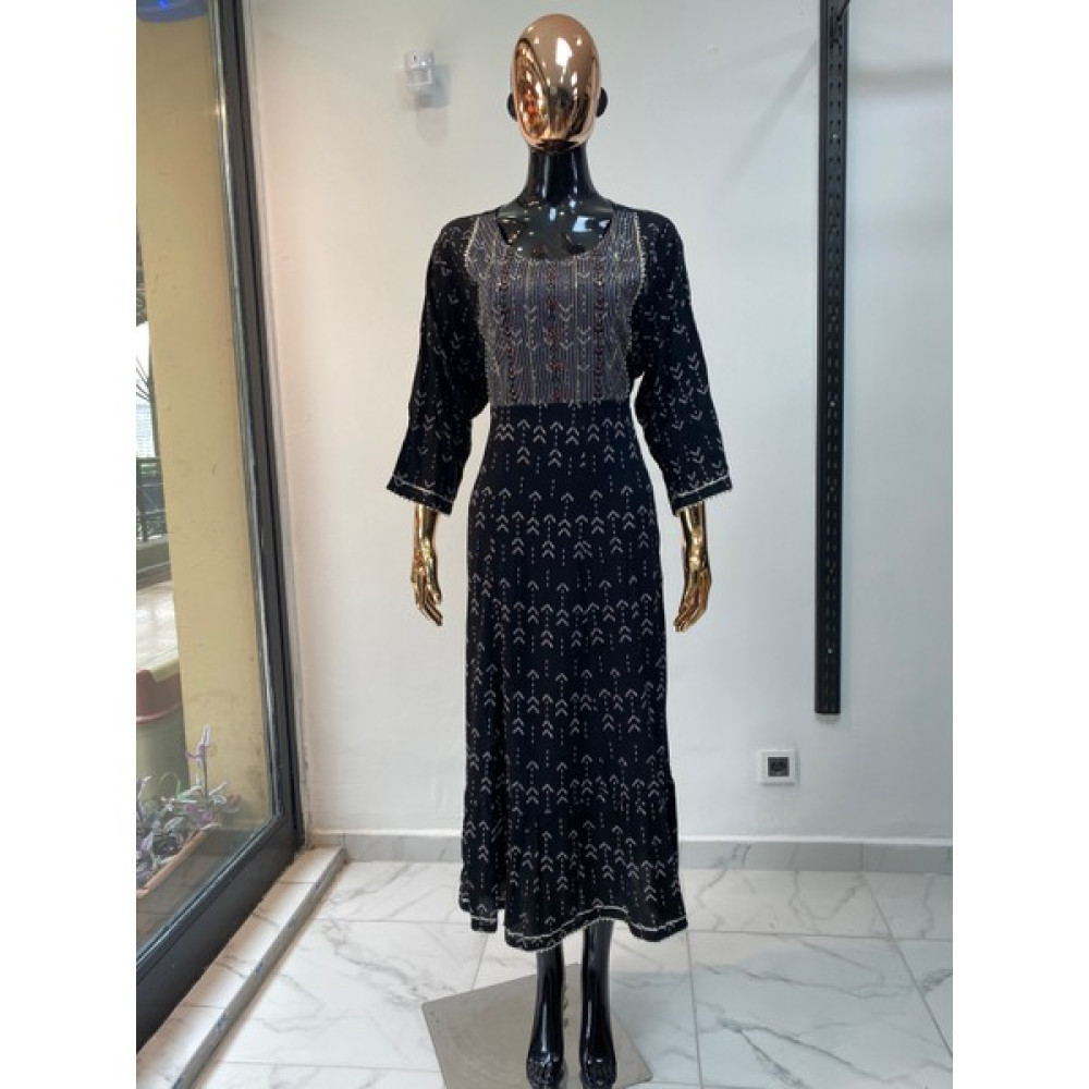 Aashivs Collection Kadın Pamuklu Hint Elbisesi Belden Ayarlanabilir Elbise Fiyatı