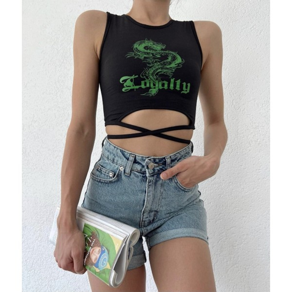 AB Looks Kadın Siyah Bisiklet Yaka Bel Ip Detay Loyalty Crop Büstiyer Bluz Fiyatı