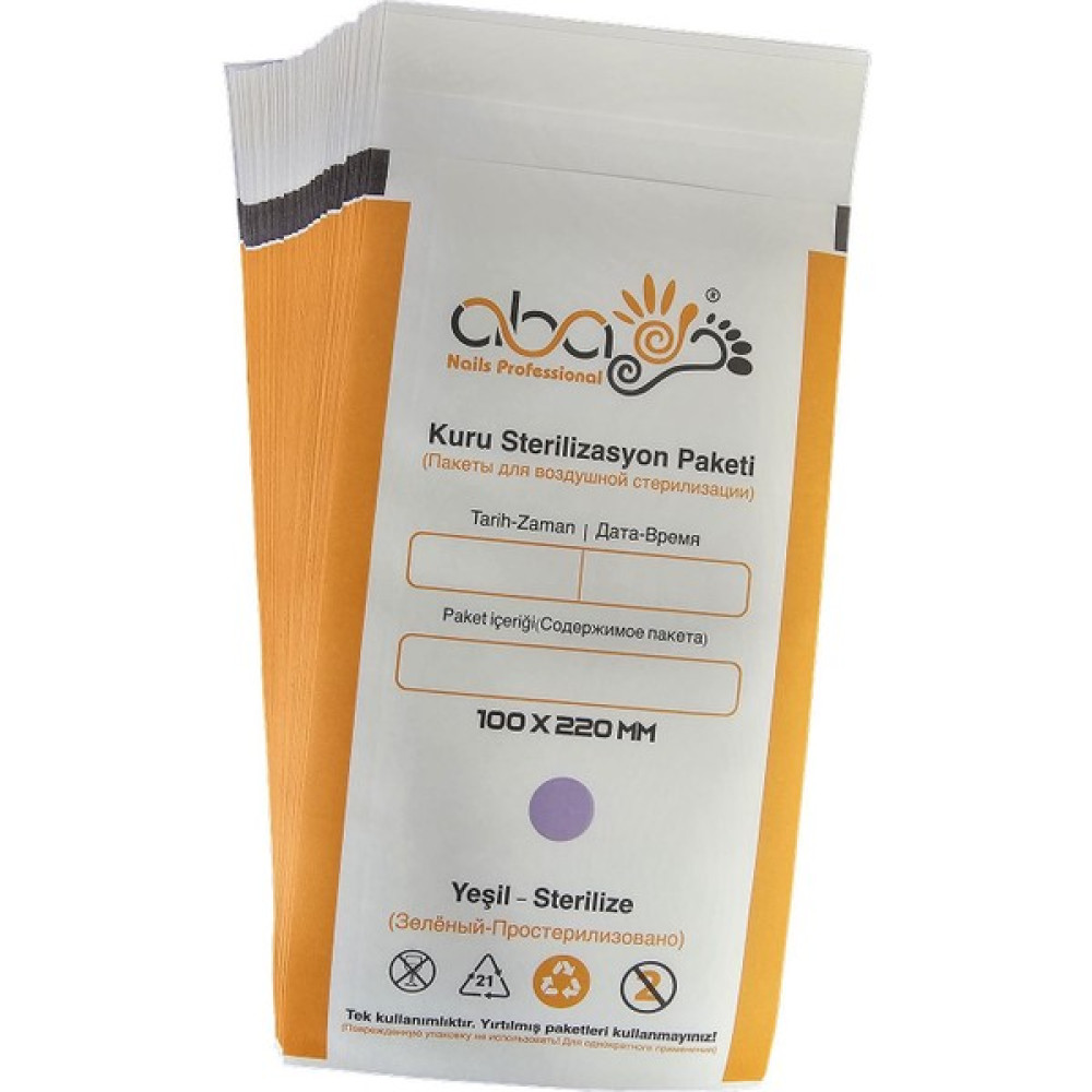 Aba Nails Alet Sterilizasyon Zarfı Indikatörlü Sterilizasyon Kraft Paket 100 x 220 mm - 100 Adet Manikür / Pedikür Malzemeleri ve Setleri Fiyatı