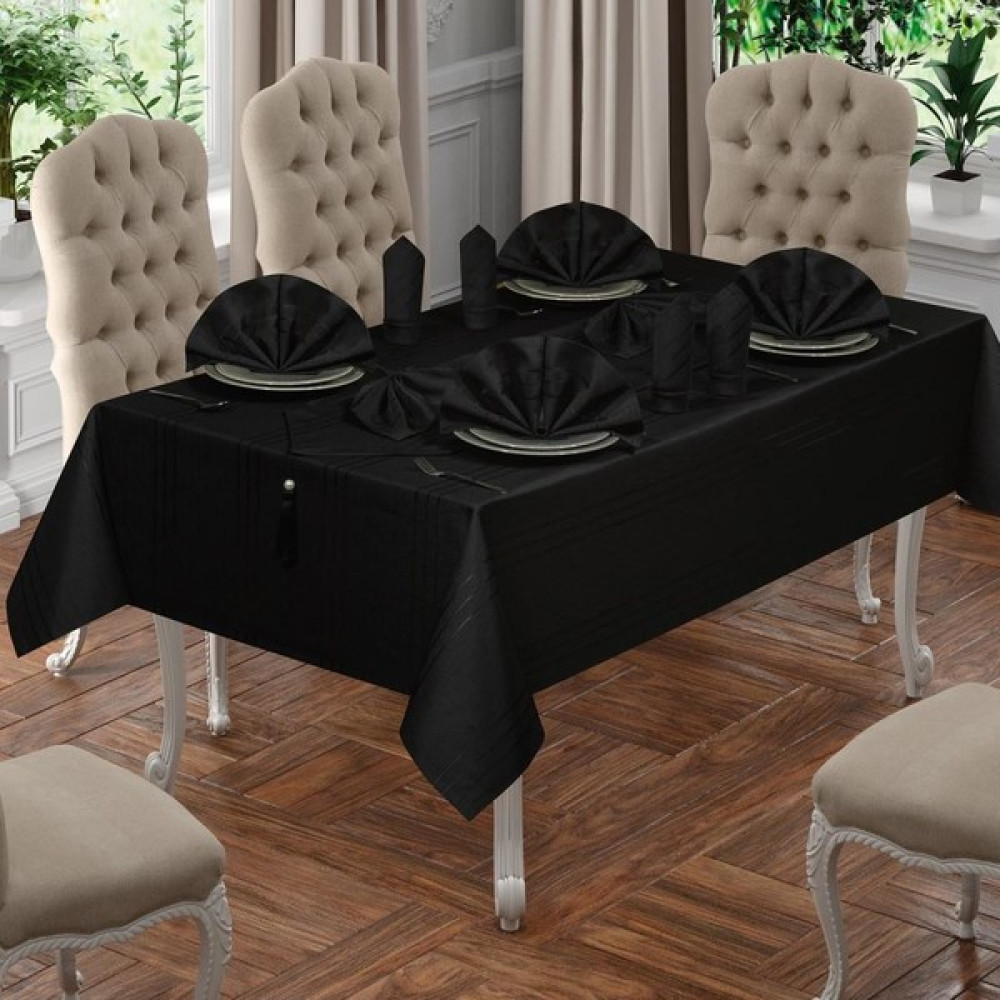 Abacı Colber Siyah 12 Kişilik Sofra Takımı - 40 x 150 cm Masa Örtüsü Fiyatı