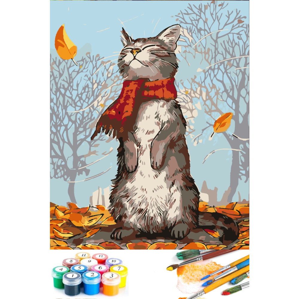 abbara Sayılarla Boyama Hobi Seti Fırça Boya Dahil Kasnaklı 40x50 Cm - Kedi Tuval Fiyatı