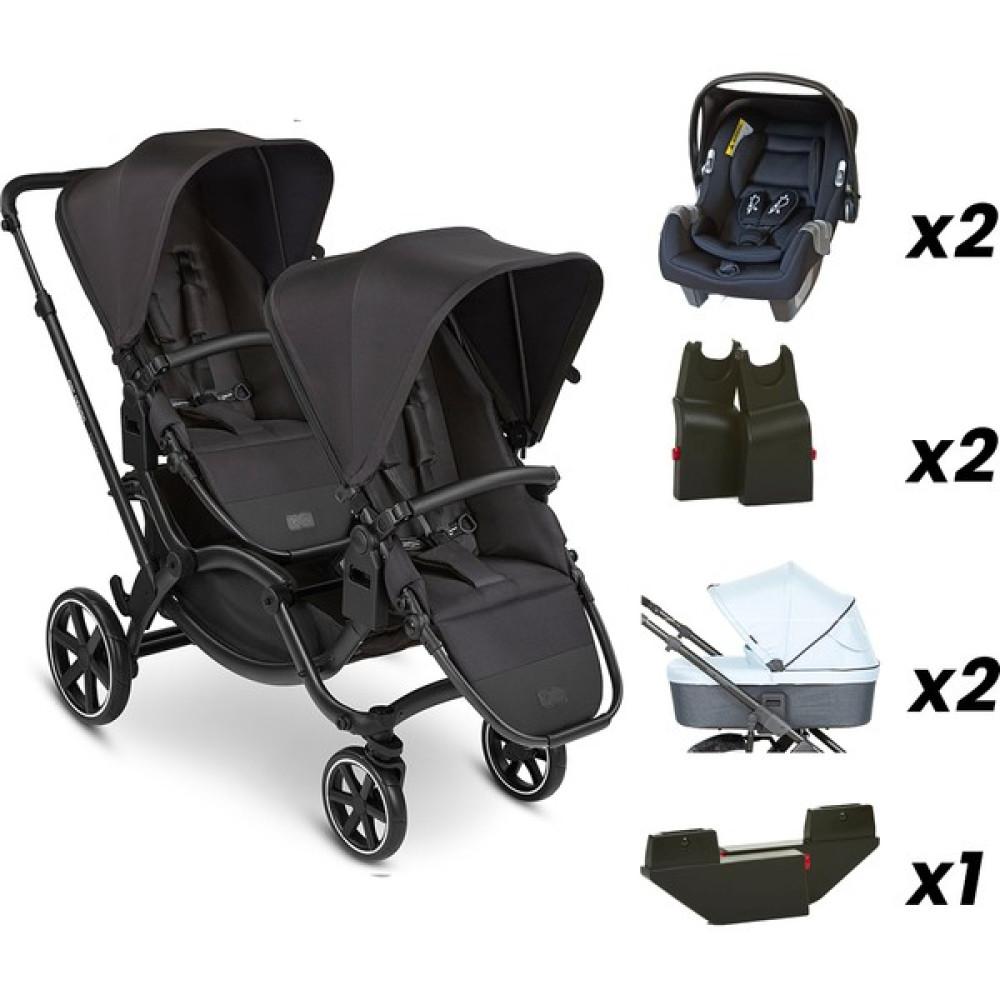 ABC Design Zoom Ink - İkiz Bebek Arabası Full Set (ABC Design Ice Portbebe + Jixy Siyah Ana Kucağı) - Black Siyah Bebek Arabası-Puset Aksesuarları Fiyatı