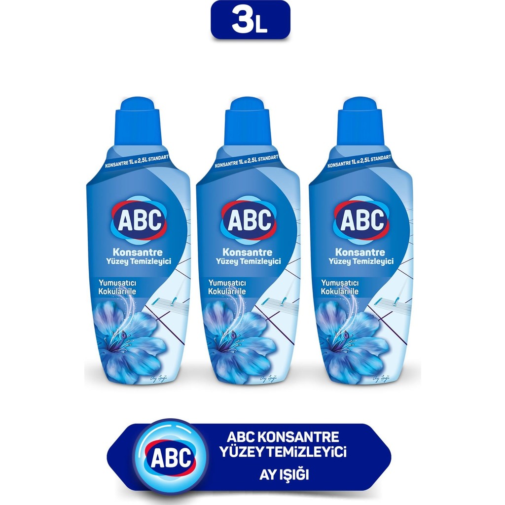 ABC Konsantre Yüzey Temizleyici Ay Işığı 1l X3 Adet Deterjan ve Temizlik Ürünleri Fiyatı