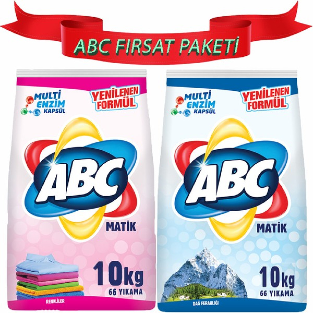 Abc Matik Renkliler Için Özel Toz Deterjan 10 kg + Abc Dağ Ferahlığı Parlak Beyazlar 10 kg - 20 kg Oto Boyaları Fiyatı