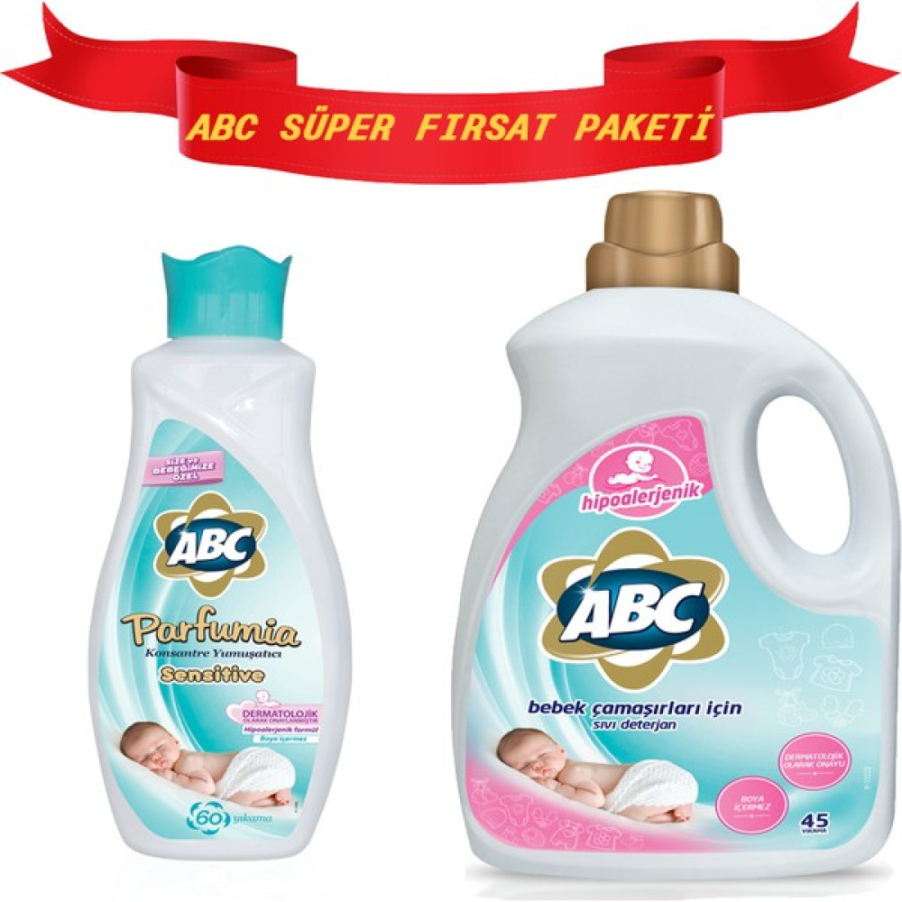 Abc Parfumıa Konsantre Yumuşatıcı Sensıtıve 1440 ml + Abc Bebek Çamaşırları Için Sıvı Deterjan 2700 ml - 2,8 lt Çamaşır Deterjanı Fiyatı
