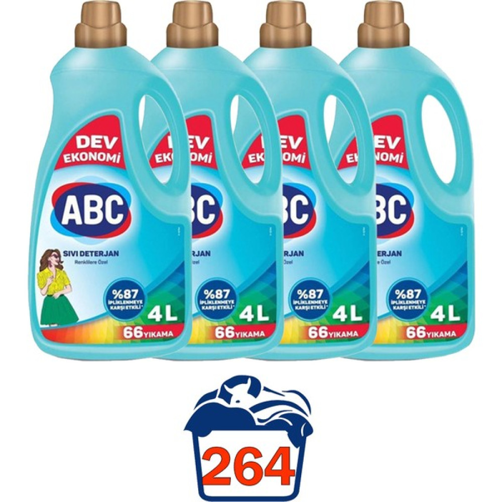 Abc Sıvı Çamaşır Deterjanı Renkliler Için 4 Lt 4 Lü Set 264 Yıkama Çamaşır Deterjanı Fiyatı