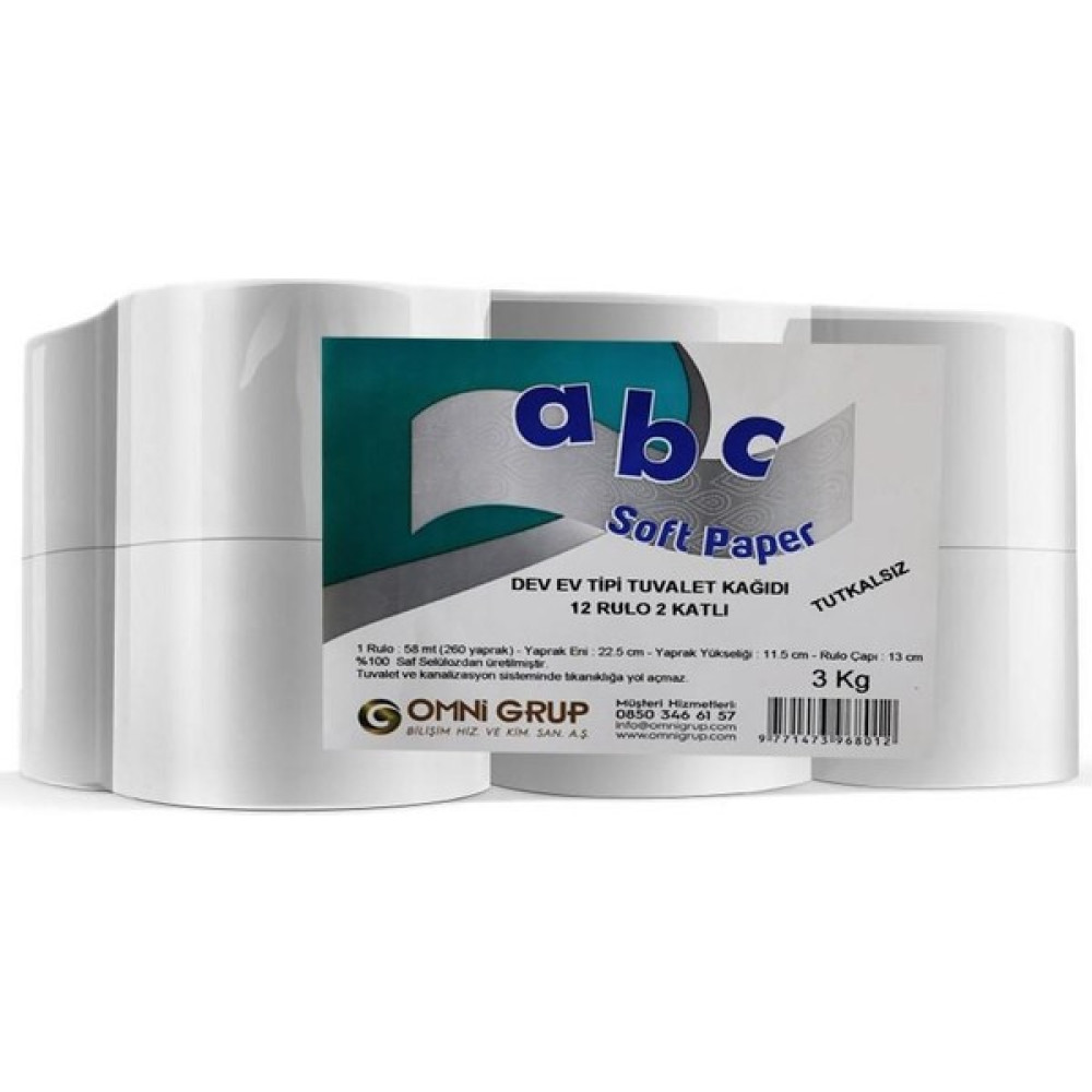 Abc Soft Dev Ev Tipi Tuvalet Kağıdı 12 Rulo 2 Katlı - Beyaz Oto Boyaları Fiyatı