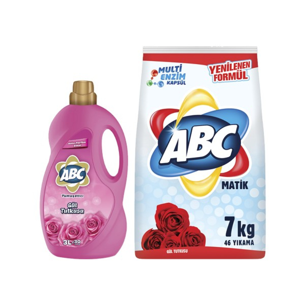 Abc Toz Deterjan Gül Tutkusu 7 kg + Abc Çamaşır Yumuşatıcısı Gül Tutkusu 3 Lt Çamaşır Deterjanı Fiyatı