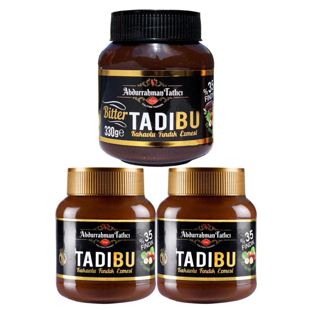 Abdurrahman Tatlıcı Tadıbu Bitter Kakaolu Fındık Ezmesi 330 gr + Tadıbu Kakaolu Fındık Ezmesi 330 gr x 2 Adet Sürülebilir Fiyatı