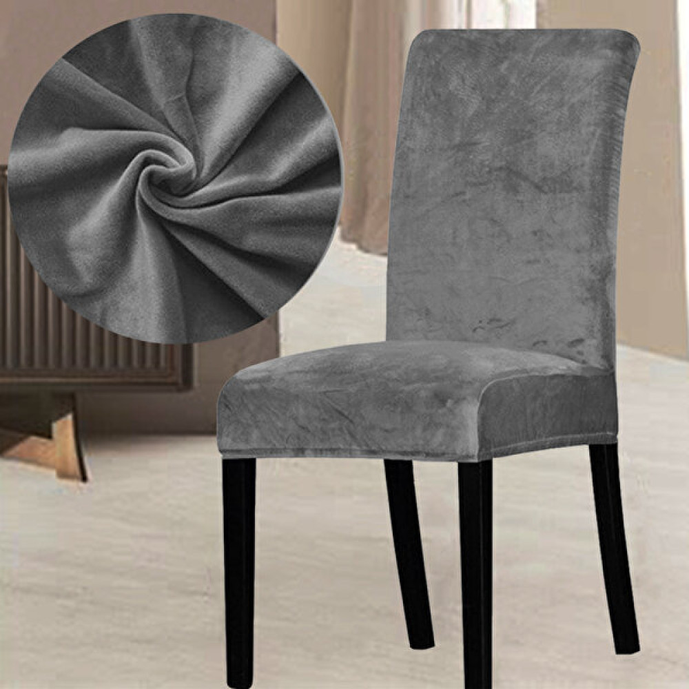 Abeltrade Mat ve Kalın Soft Kadife Kumaş Sandalye Kılıfı Gri Renk 6 Lı - 50 x 70 cm - Antrasit Koltuk & Kanepe Örtüsü Fiyatı