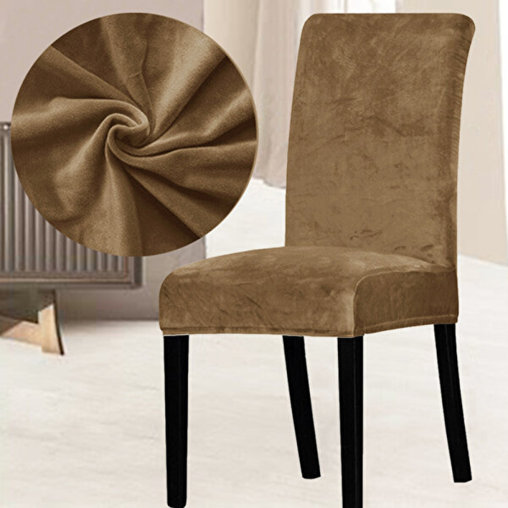 Abeltrade Mat ve Kalın Soft Kadife Kumaş Sandalye Kılıfı Gul Kurusu Renk 6 Lı - Kahverengi - 50 x 70 cm Koltuk & Kanepe Örtüsü Fiyatı