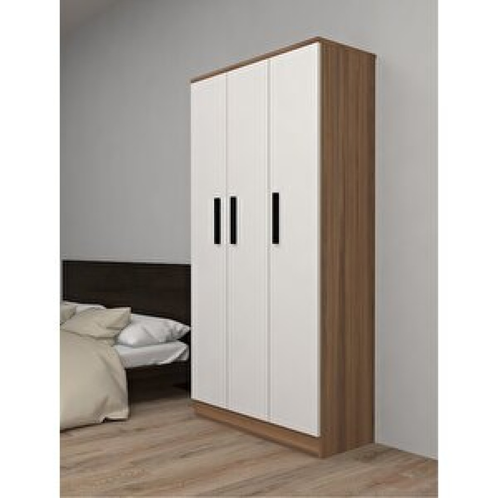 Abete Mobilya Abete-3 Kapılı Çekmecesiz Ceviz-beyaz Gardırop/170x90x37 Gardrop & Dolap Fiyatı