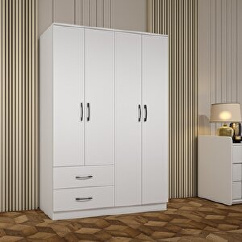 Abete Mobilya Abete-4 Kapılı 2 Çekmeceli Beyaz Gardırop/170x120x37 Gardrop & Dolap Fiyatı