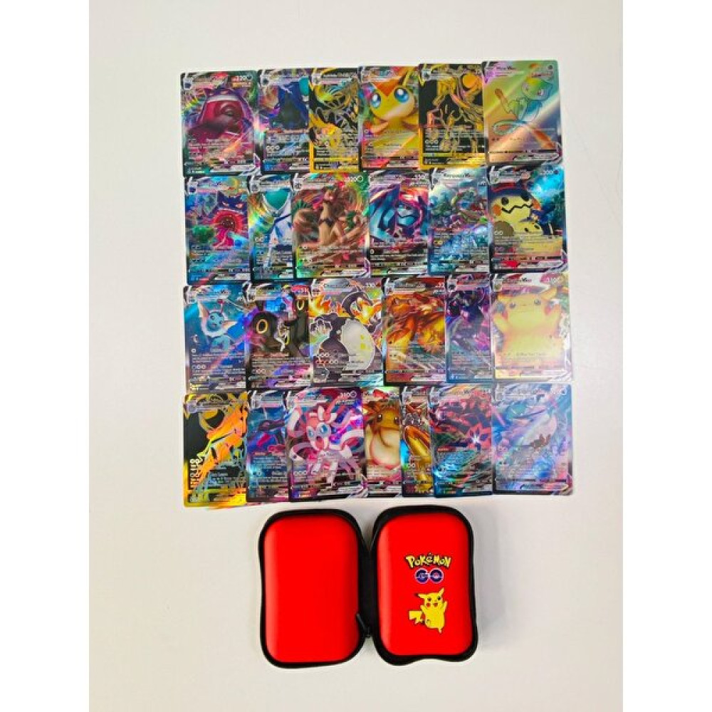 Abetto Pokemon V-Max Oyun Kartı 25 Adet Özel ve Parlak Kart ve Pokemon Koruma Çantası Oyun Takımları Fiyatı