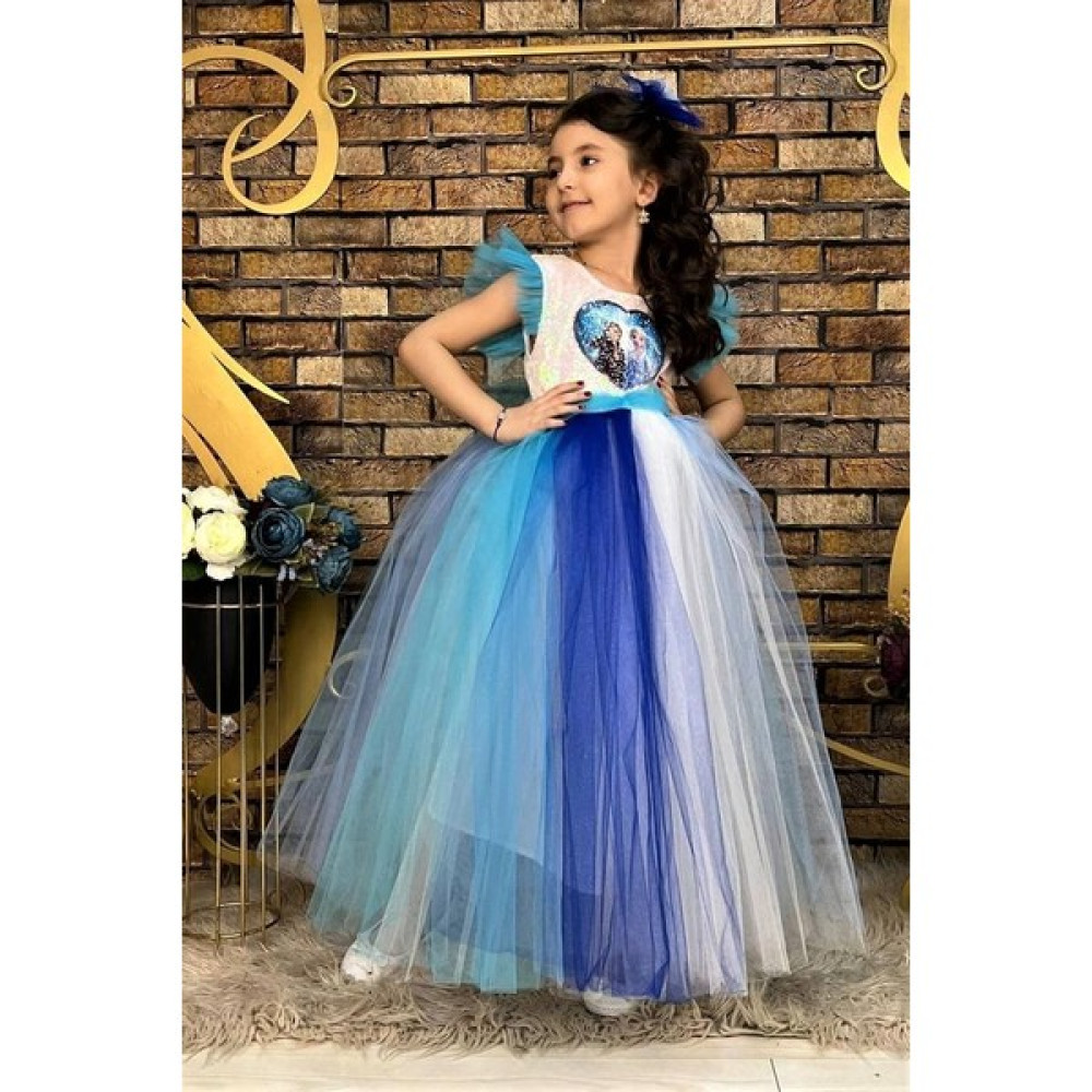 Abiye Kids Elsa Pullu Tam Boy Çocuk Abiye Kostüm 5/8 Yaş Arası ABY635 Elbise Fiyatı
