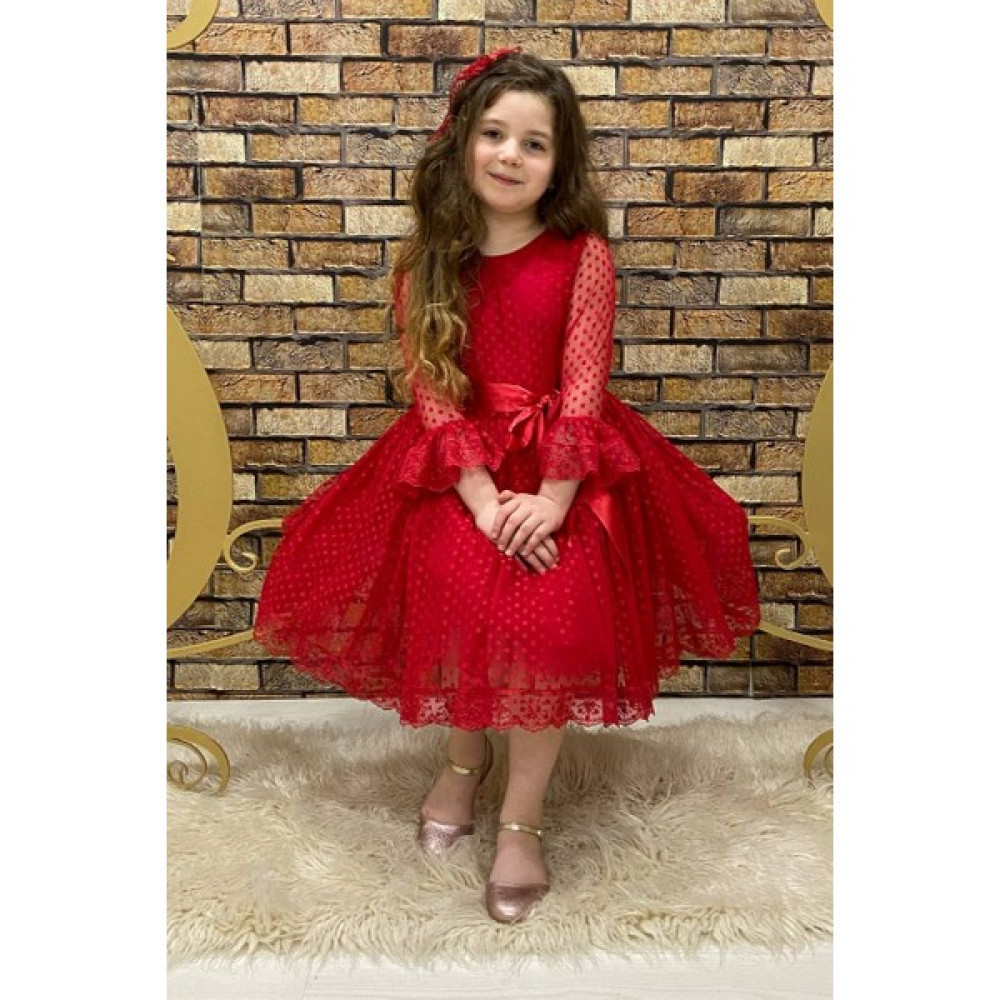 Abiye Kids Kırmızı Prenses Model Çocuk Abiye ABY4441 Elbise Fiyatı