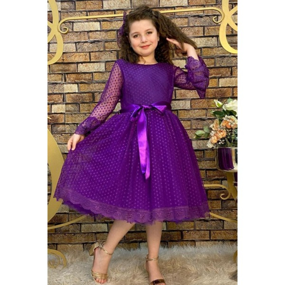 Abiye Kids Mor Prenses Model Çocuk Abiye ABY4441 Elbise Fiyatı