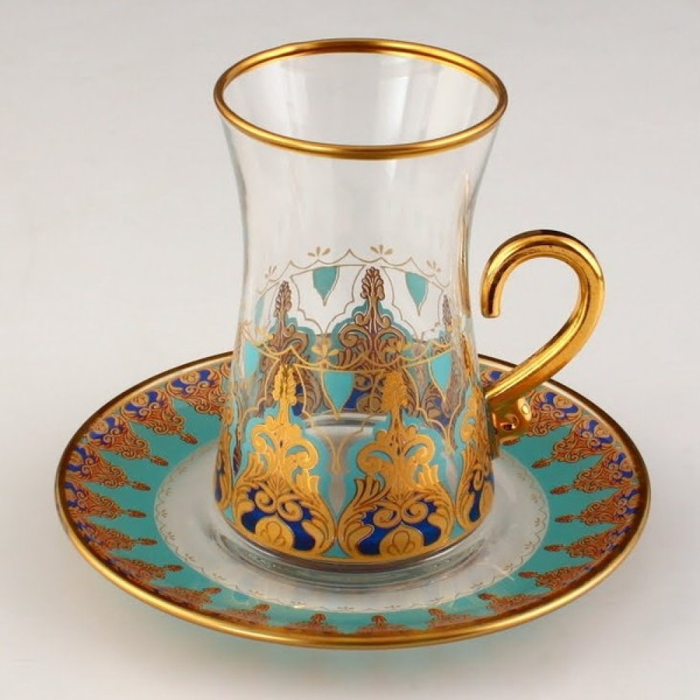 Abka Kristal Fantasia Collection Humeyra 12 Parça Kulplu Çay Bardağı Takımı-Altın Fincan / Bardak / Kahve Takımı Fiyatı