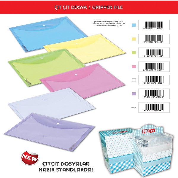Abka Pembe Çıtçıtlı Dosya A4 12 Li 1 Paket 12 Adet Ölçülerle Renkli Kırtasiye Ürünü Klasör Fiyatı