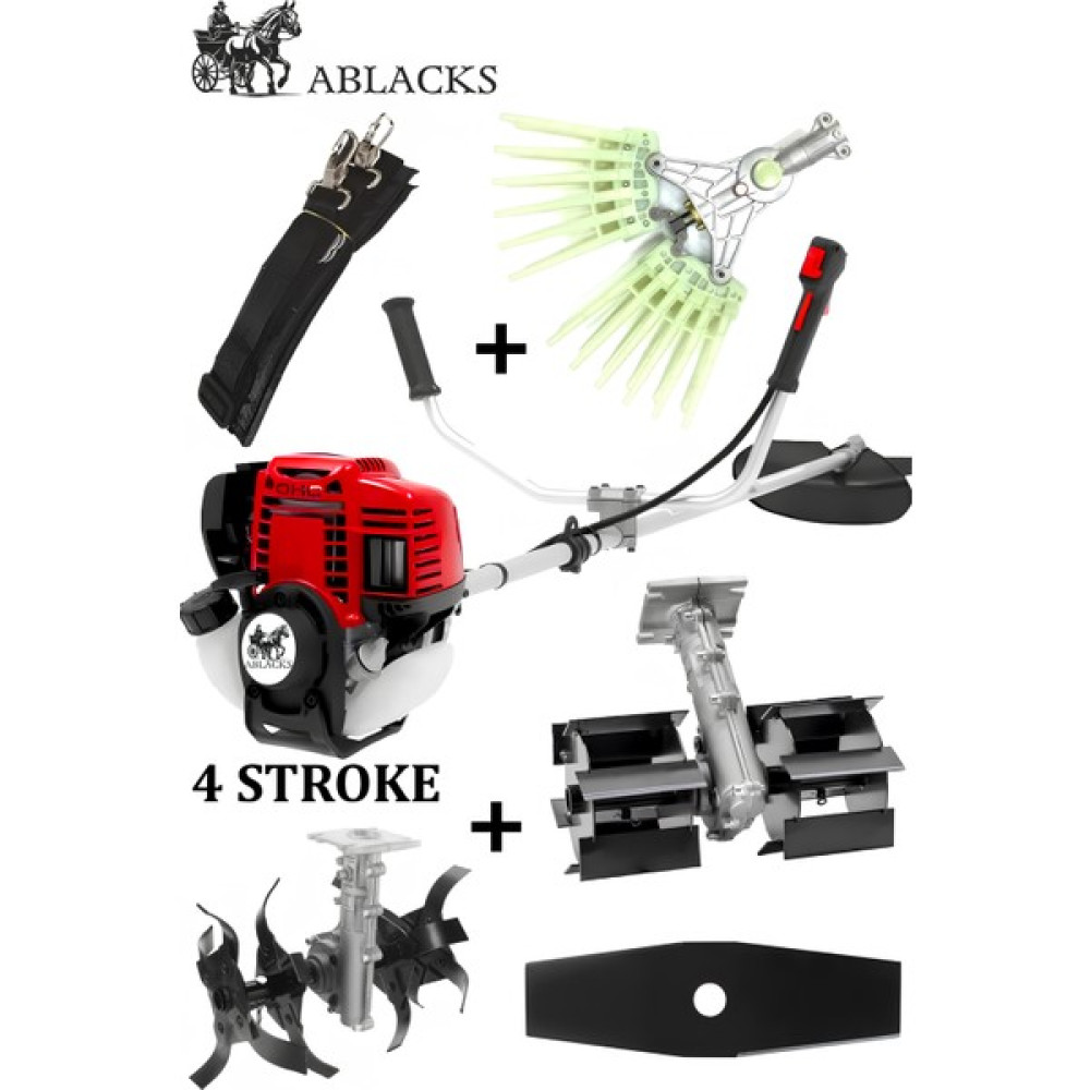 Ablacks 4 Zamanlı Profesyonel Yan Tırpan + Tırnaklı Silkeleme + Akrep Çapa + Paletli Çapa Aparatı Bahçe Makinesi Fiyatı