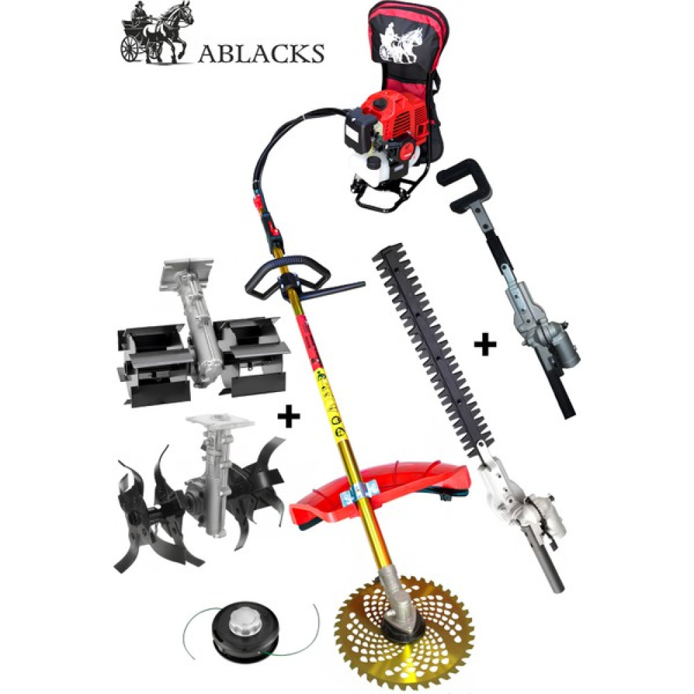 Ablacks Sırt Tırpan + Ağaç Silkeleme + Çit Kesme + Paletli Çapa + Akrep Çapa Aparatı Bahçe Makinesi Fiyatı
