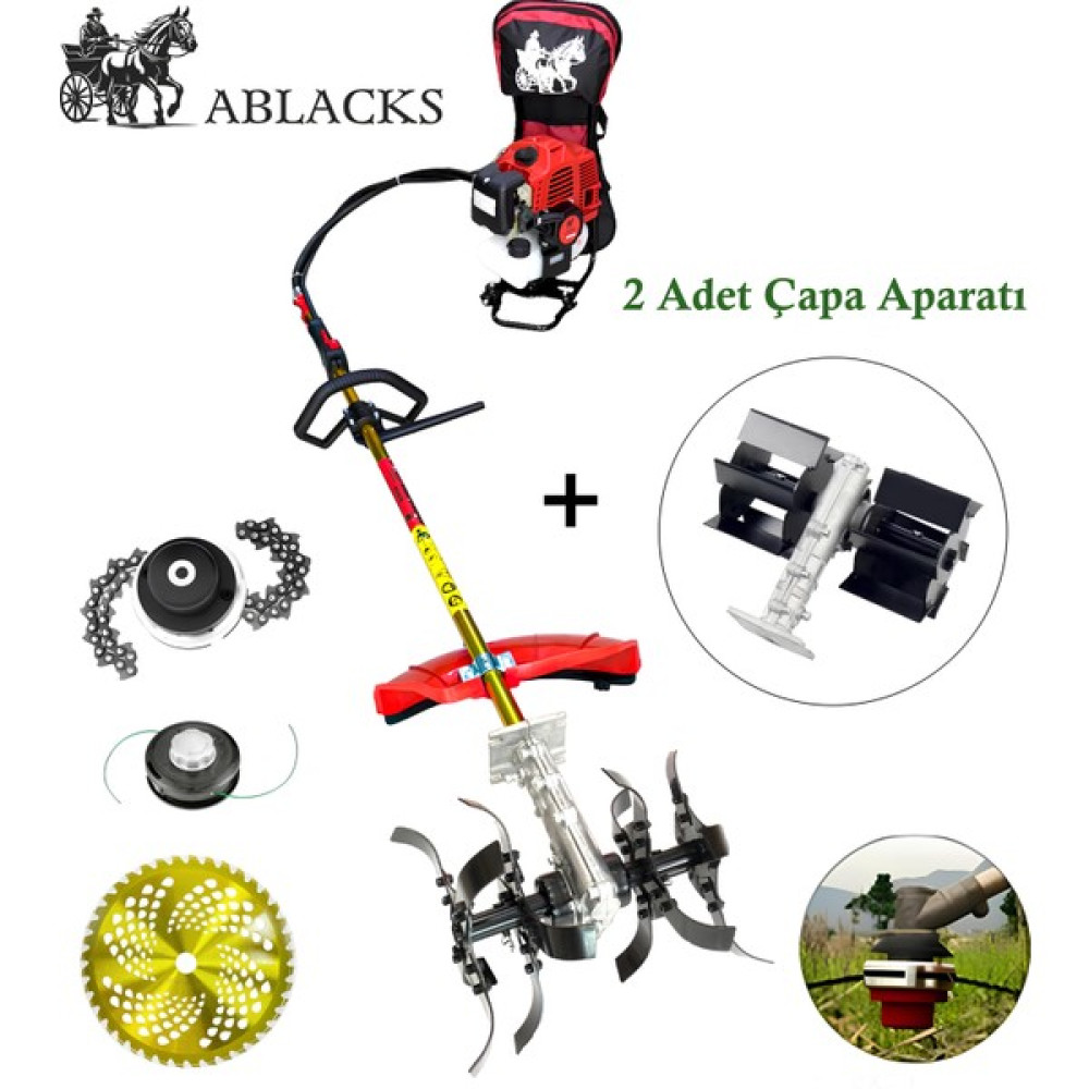 Ablacks Sırt Tırpan + Toprak Çapalama Aparatı + Zincirli Başlık (2 Adet Çapa) Çapalama Makinesi Fiyatı