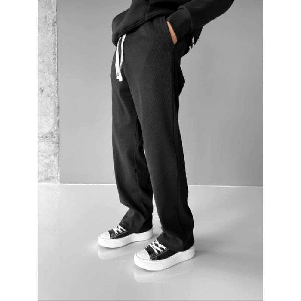 Abluka Online Baggy Fit Çizgili Rahat Pantolon Siyah Erkek Pantolon Fiyatı