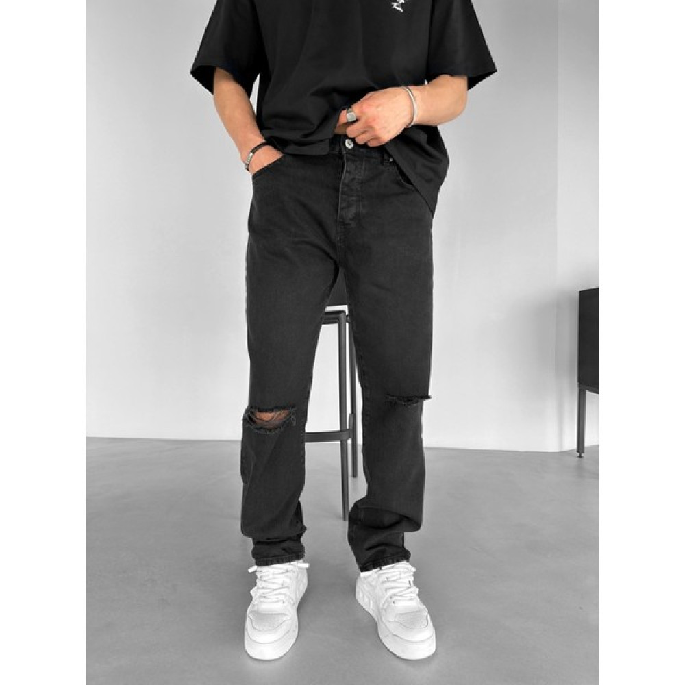 Abluka Online Baggy Fit Distressed Jean Siyah Erkek Jeans / Kot Pantolon Fiyatı