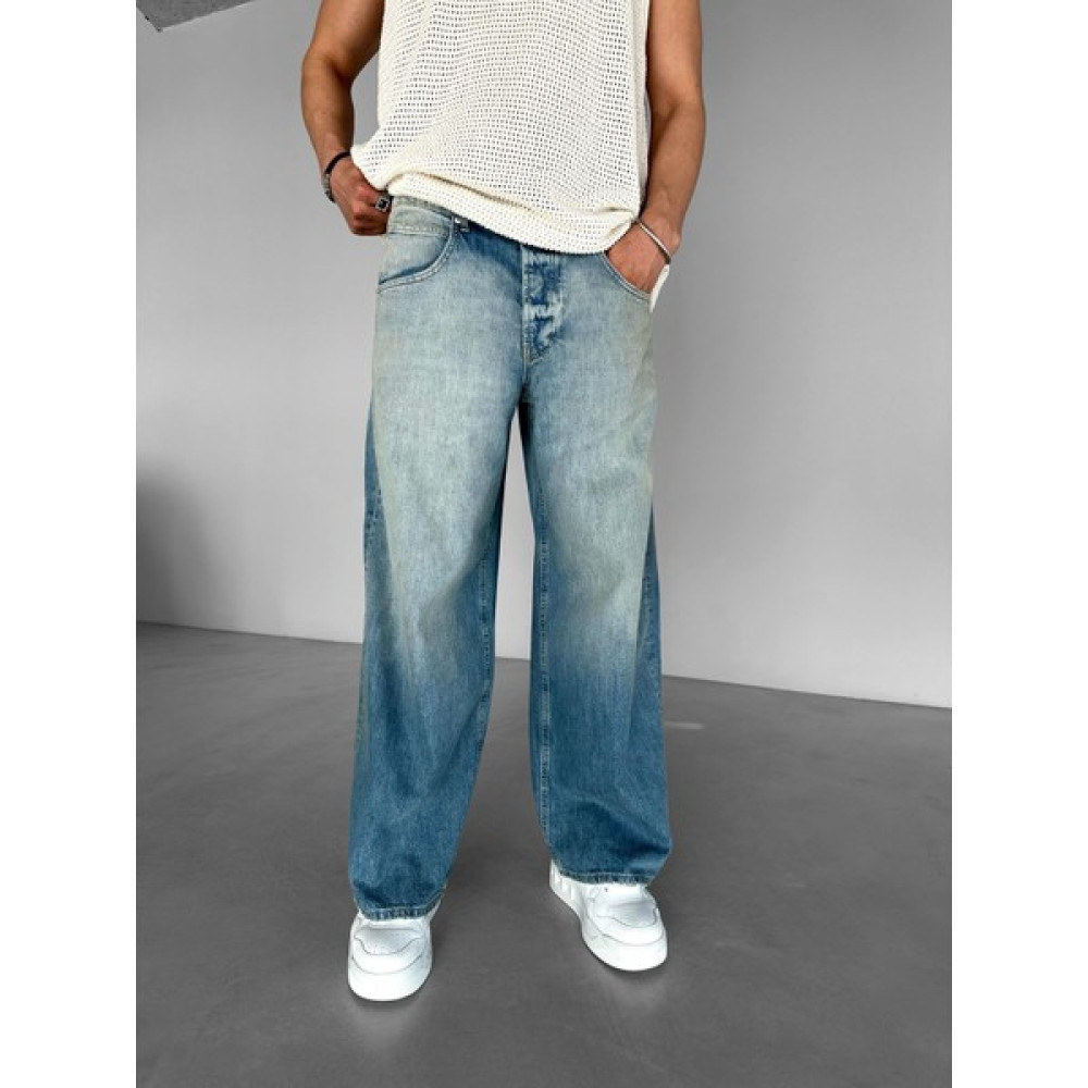Abluka Online Baggy Fit Eskitme Taşlamalı Jean Pantolon Mavi Erkek Jeans / Kot Pantolon Fiyatı