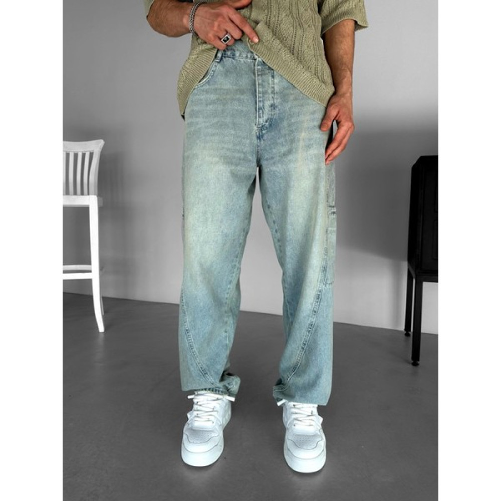 Abluka Online Baggy Fit Kargo Cepli Jean Açık Mavi Erkek Jeans / Kot Pantolon Fiyatı