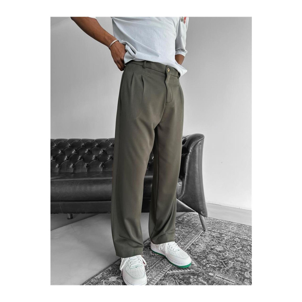 ablukaonline Baggy Fit Kalın Kumaş Pantolon Haki Yeşil XL Beden Kadın Pantolon Fiyatı