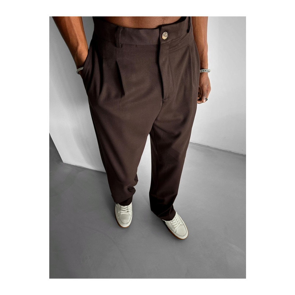 ablukaonline Baggy Fit Kalın Kumaş Pantolon Kahve L Beden Kadın Pantolon Fiyatı