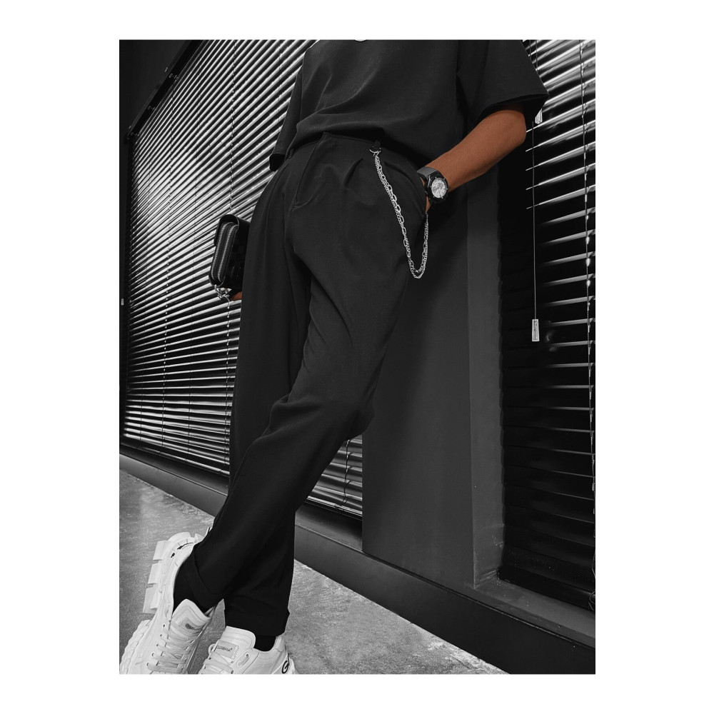 ablukaonline Boyfriend Zincirli Kumaş Pantolon Siyah 30 Beden Kadın Pantolon Fiyatı
