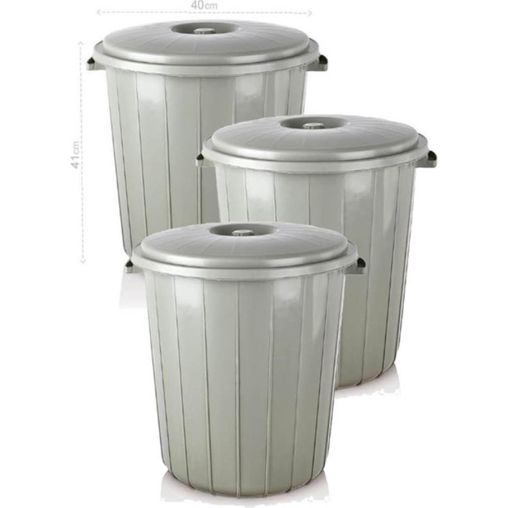 Abnturk 3 Adet 35 Litre Kapaklı Yuvarlak Çöp Kovası Sağlam Kaliteli Çöp Kutusu Ø40 H41 Çöp Kovaları Fiyatı