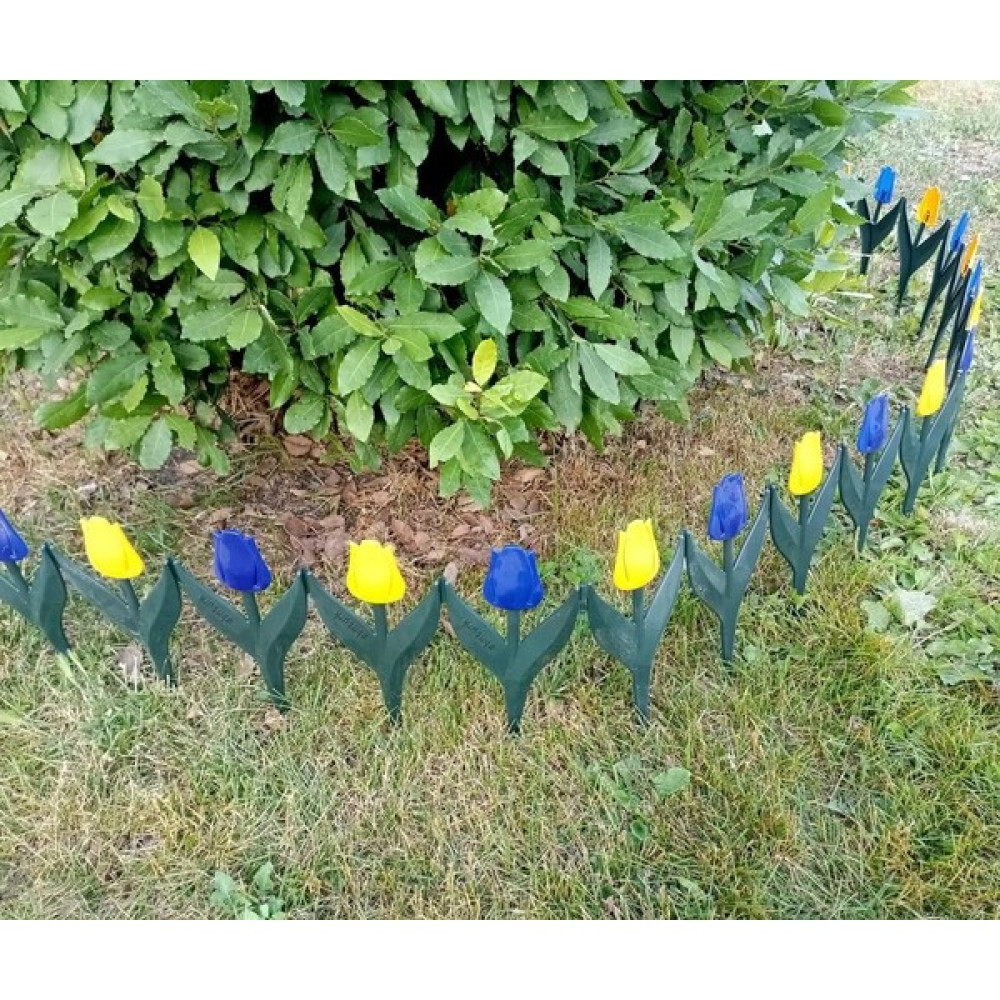 abnturk 340 cm Sarı Lacivert Lale Çiçekli Bahçe Çiti Plastikten 80 x 30 cm Eklenebilir 4 Panel Bahçe Çiti Fiyatı