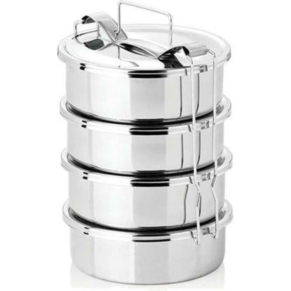 abnturk 4-6 Kişilik Sefer Tası 4 Kaplı Paslanmaz Çelik Taşıma Kabı 14X6CM Saklama Kapları Fiyatı