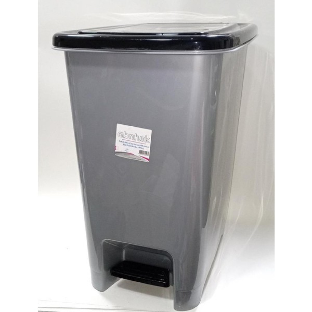 abnturk 40 Litre Büyük Boy Pedallı Çöp Kovası Metalik Gri 43X32 H:53CM Arkaplan Kırılmaz Çelik Tel Mekanizma - Antrasit Çöp Kovaları Fiyatı