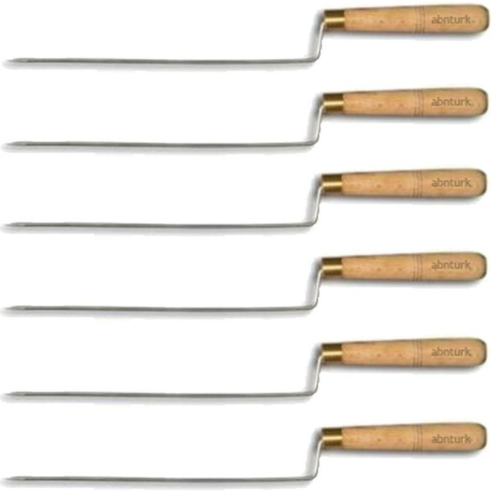 abnturk 6 Adet Paslanmaz Çelik Erzurum Cağ Kebabı Şişi 28 cm Ahşap Saplı Mangal & Barbekü Malzemeleri Fiyatı