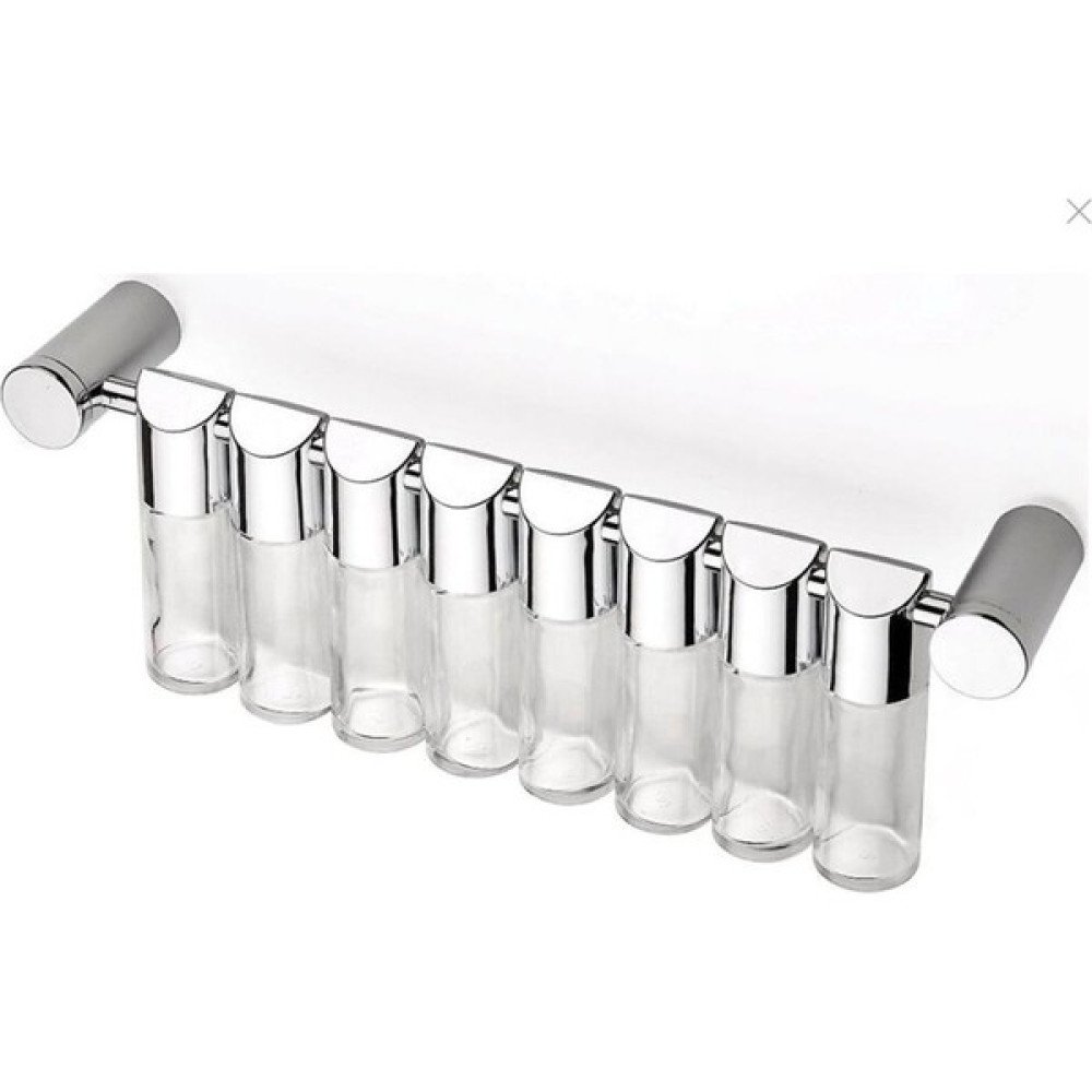 abnturk 8li Set Askılı Cam Baharatlık Ultra Lüx Kromajlı Duvara Monteli Krom Çubuk Taşıyıcı Başlıklar Mevcut - Gri - 100 ml Baharat Setleri & Baharatlıklar Fiyatı