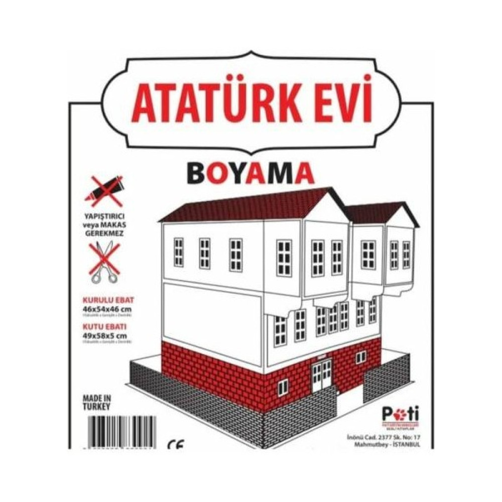 abnturk Büyük Boy Karton Maket Boyamalı Atatürk Evi Yapıştırı Gerektirmeyen Zeka Geliştirici Eğiticim Seti Maket Fiyatı
