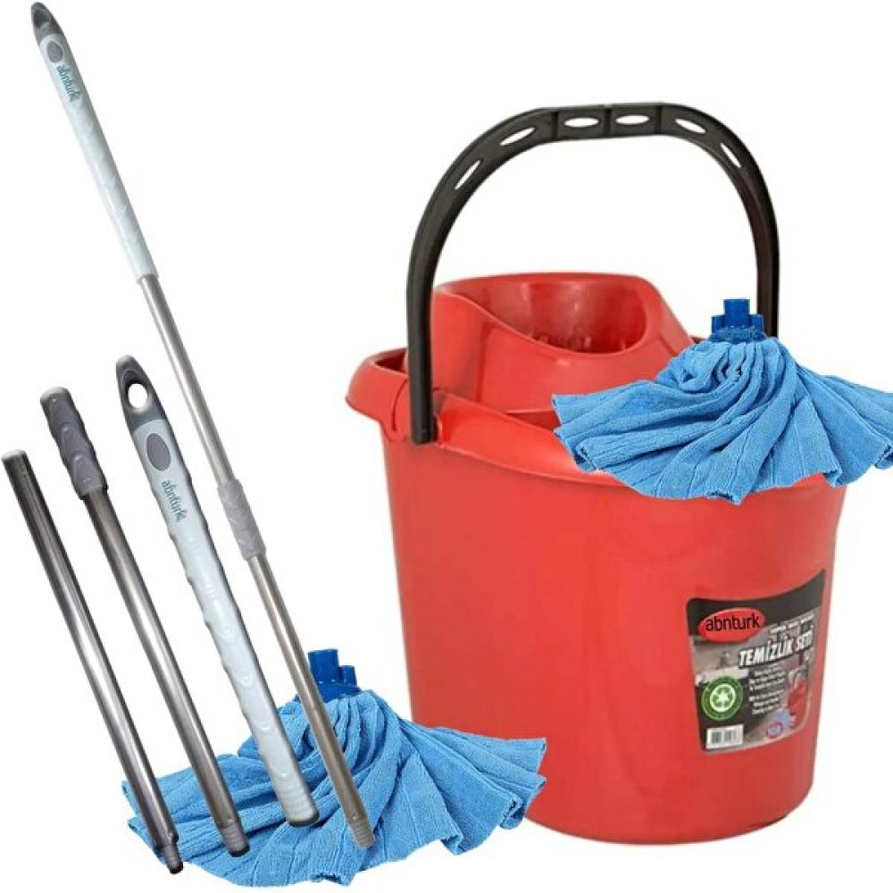 abnturk Demonte Metal Sopalı Full Paspas Seti 12 Litre Sıkmalı Temizlik Mop Kova Mikrofiber Havlu Mop Hediye Temizlik Malzemeleri Fiyatı