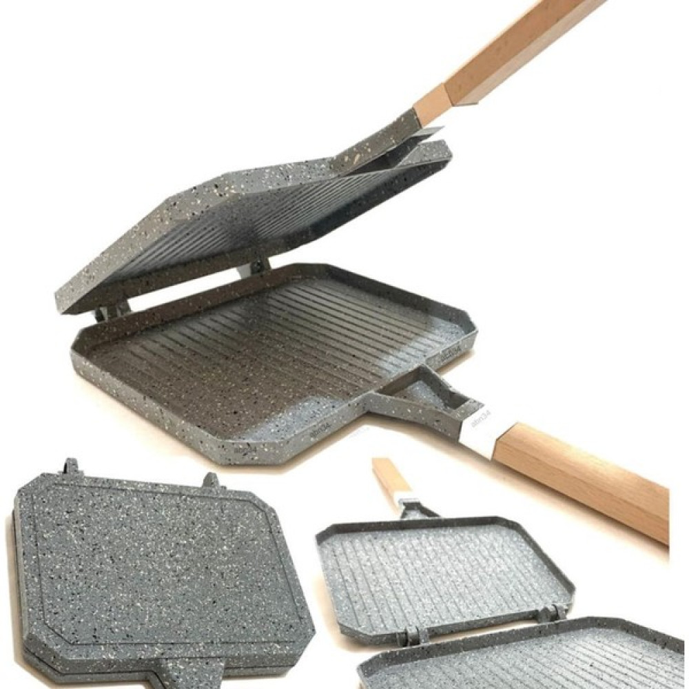 abnturk Döküm Alüminyum Iç Dış Granit Tostmatik Ocak Üstü Tost Makinesi Soba Ateş Üstü Sağlıklı Izgara Grill Tavalar Fiyatı