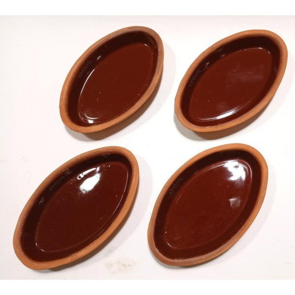 Abnturk Kayık Tabak Toprak Güveç Fırın Kabı 15 x 9 cm 4 Adet Tepsiler / Fırın Kapları Fiyatı