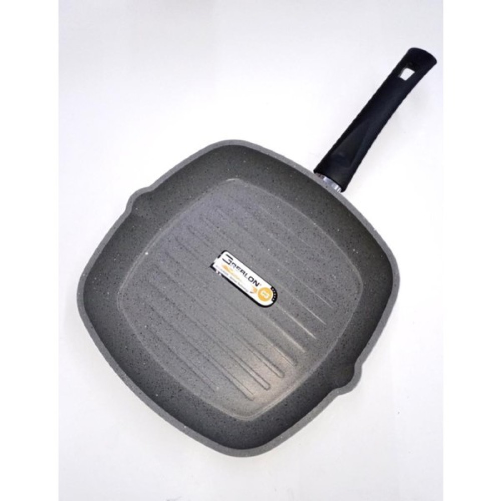 abnturk Oluklu Granit Teflon Grill 28CM Kare 8mm Döküm Tava Efsane Alman Greblon Izgara Yanmaz Yapışmz Yüzey - Renk - Siyah Tavalar Fiyatı