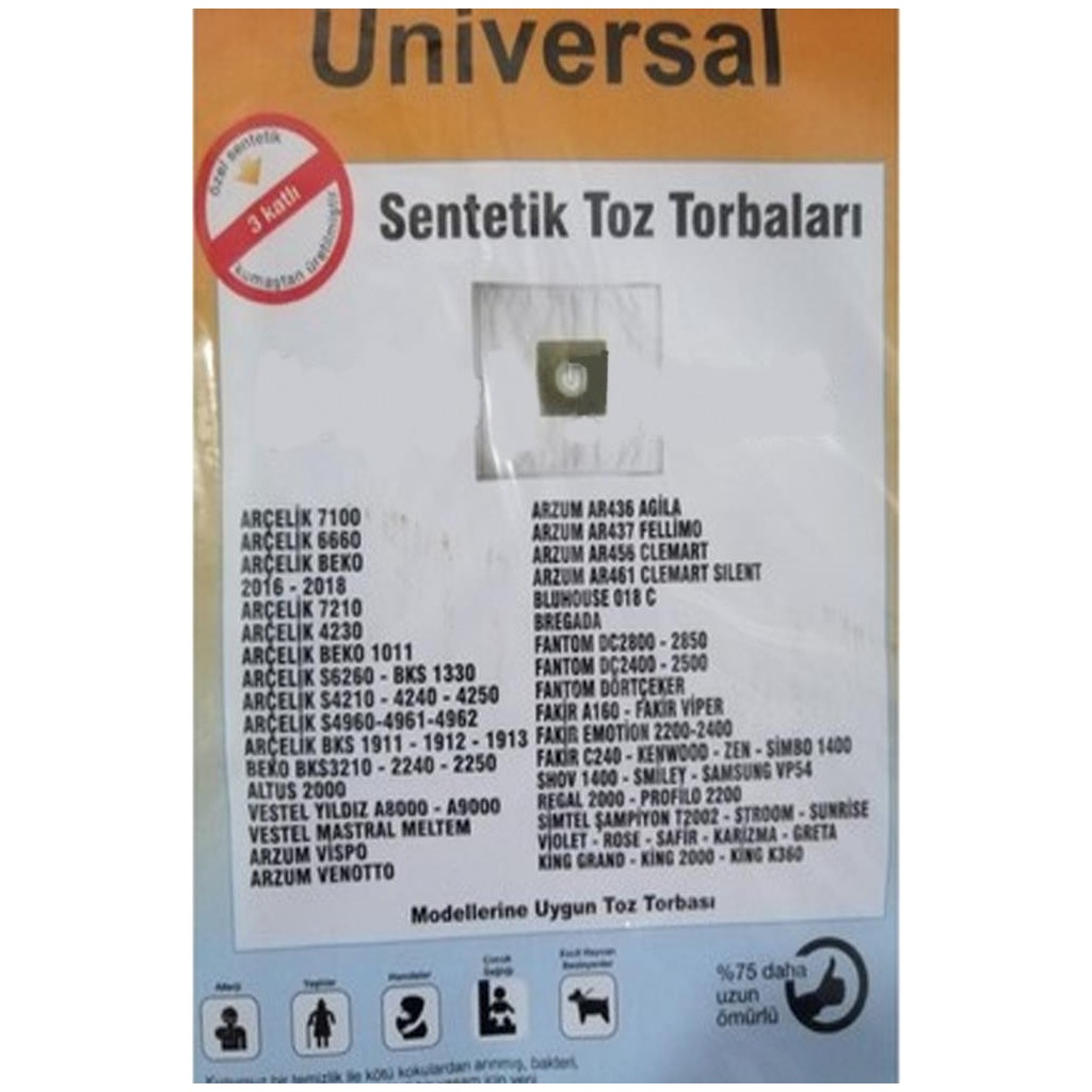 Abnturk Özel Üretim 5 Adet Arzum AR437 Süpürge Toz Torbası Toz Salımı Sıfır Düzeyinde 3 Kat Elyaf Elektrikli Süpürge Aksesuarları Fiyatı
