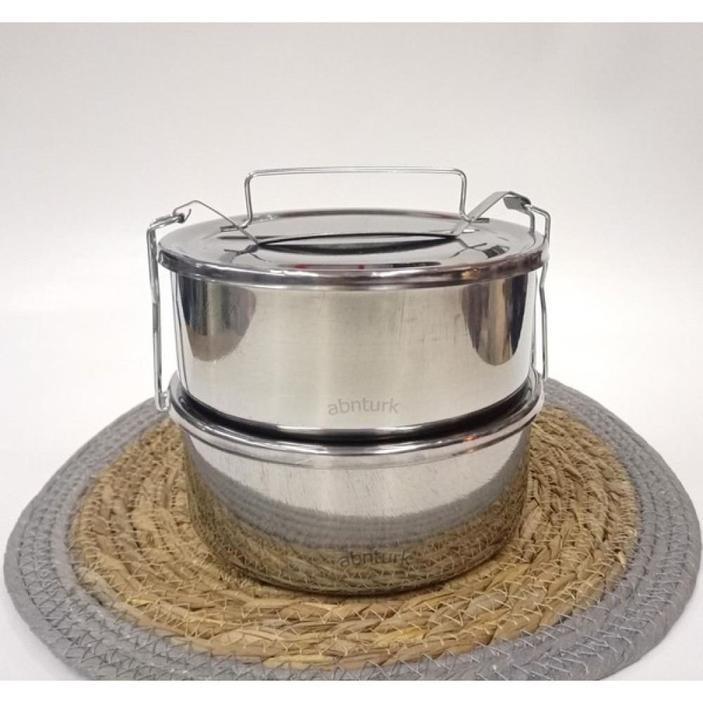 abnturk Paslanmaz Çelik 17X7CM 2 Kaplı Isıtılabilir Sefer Tası 2-3 Kişilik Yemek Taşıma Kabı 2.lt 1000ML x 2 Kamp Mutfağı Fiyatı